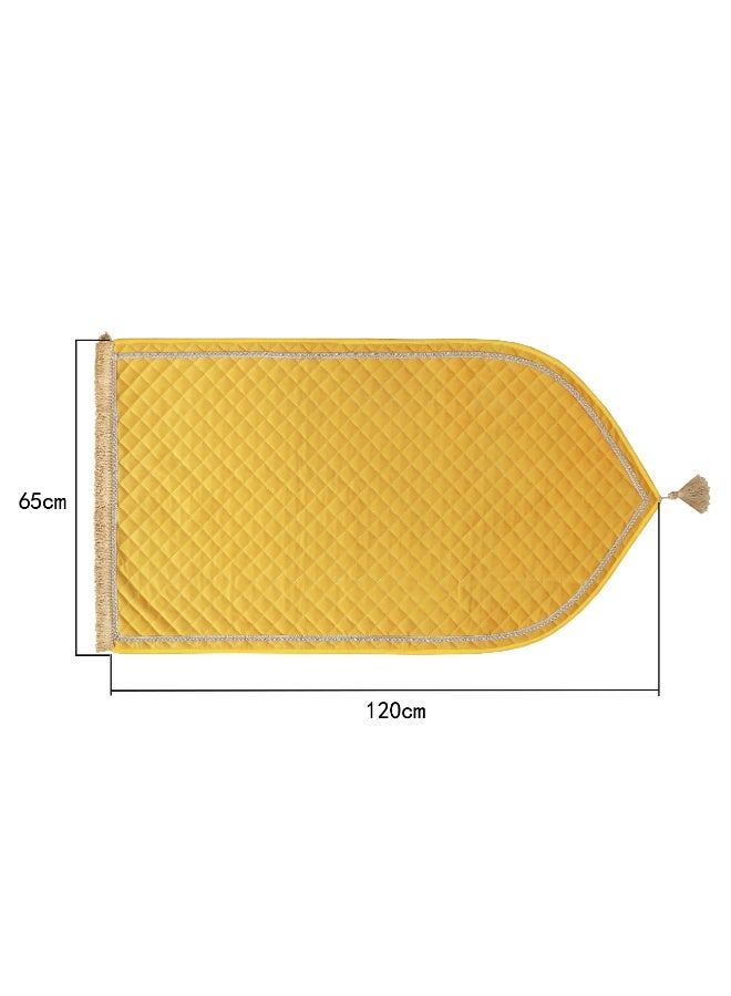 Velvet Muslim Prayer Mat Thick Soft, Soft Prayer Rug,Prayer Rug with Tassels, Foldable Flannel Prayer Rug for Men & Women, Prayer Mats for Ramadans Eid, Daily Salah, Yellow - Image 2
